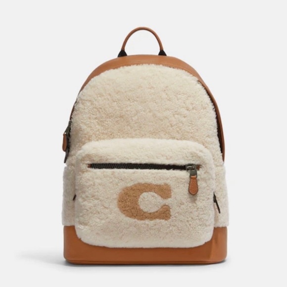 NWT Coach West Backpack With Coach Motif shearling CE437 - Picture 1 of 4